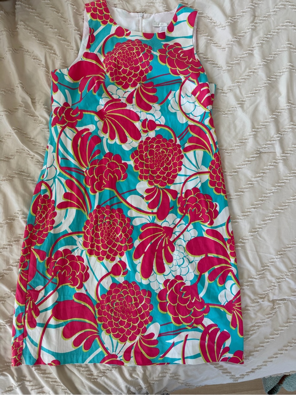 London Times Turquoise & Fuchsia Floral Sleeveless Shift Dress